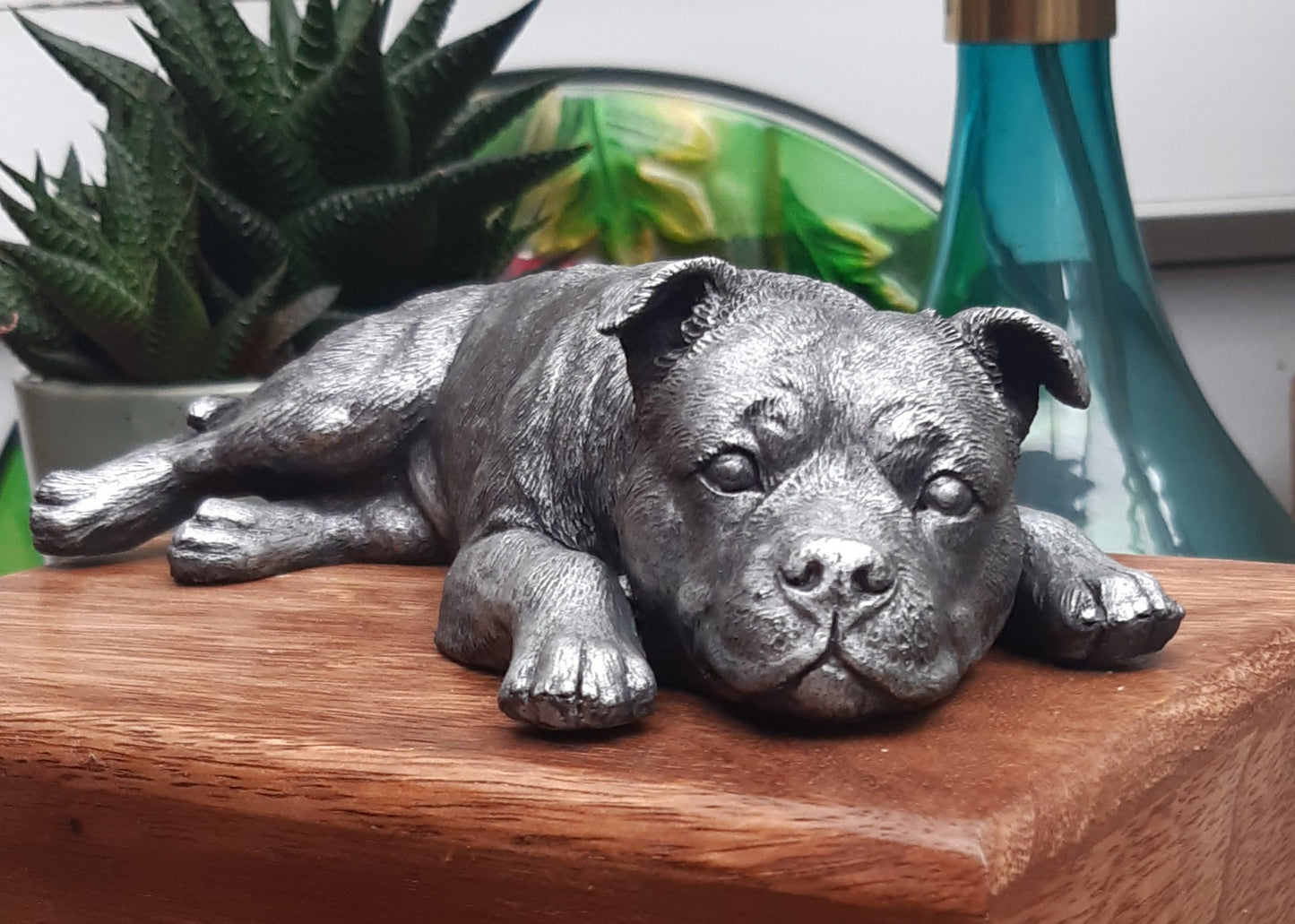Staffordshire Bull Terrier Wooden Cremation Urn For Ashes