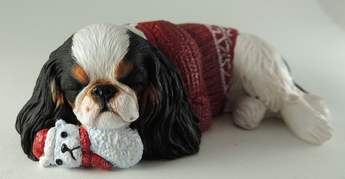 Original Sculpture of a Festive King Charles Spaniel (English Toy)
