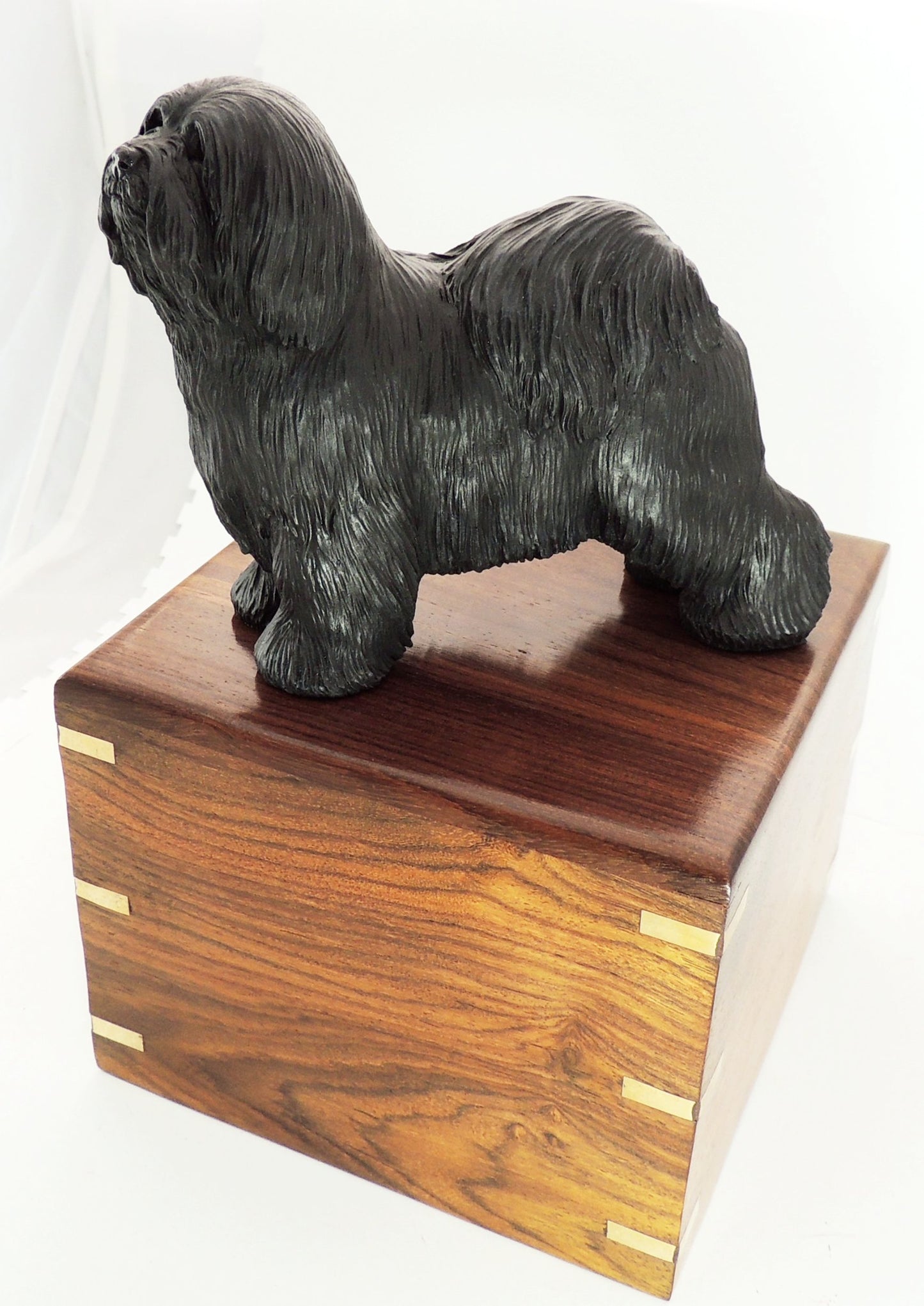 Tibetan Terrier Wood Cremation Urn