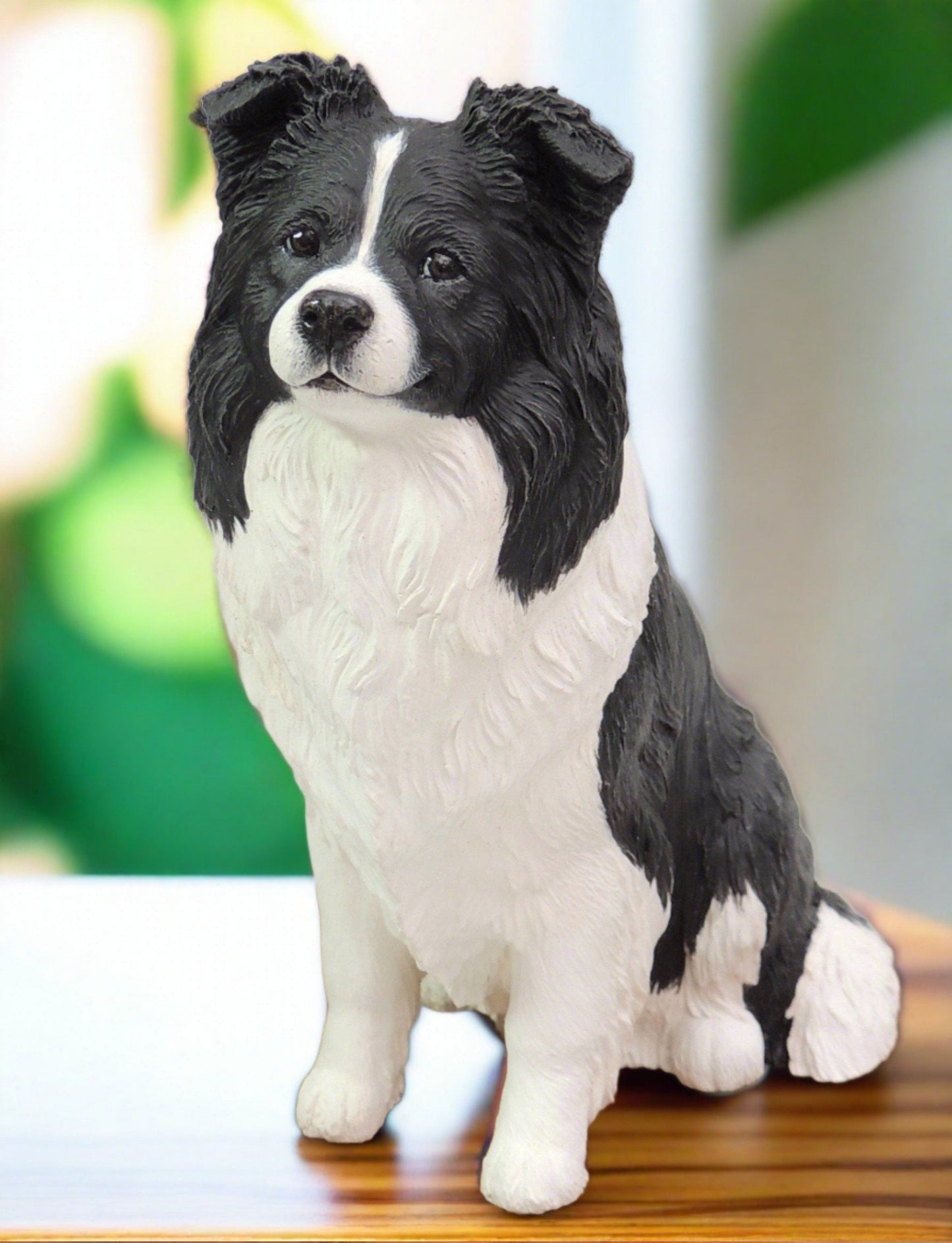 Border Collie Wooden Cremation Urn : Seated Pose