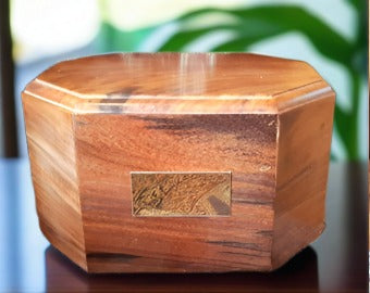 Rosewood Pet Cremation Urn With Engraved Name Plate (Dark finish)